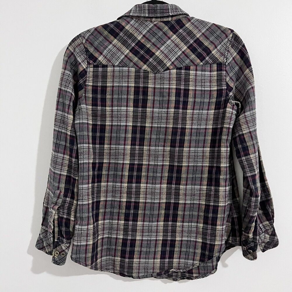 Angie Navy Blue Plaid Button Up Shirt Size S Western Rodeo Long Sleeve Casual - Picture 3 of 4